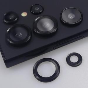 BONVAN for Samsung Galaxy S24 Ultra Camera Lens Protector Metal Crystal Tempered Glass Screen Accessories Cover for (Black, S24 Ultra)