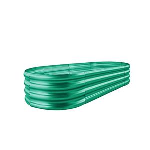 Land Guard Galvanized Raised Garden Bed Kit, Galvanized Planter Raised Garden Boxes Outdoor, Oval Large Metal Raised Garden Beds for Vegetables (2pcs) (Green) 4x2x1 ft