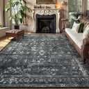 Lahome 8x10 Area Rugs for Living Room Washable Rugs 8x10 Black Large Rug Indoor Carpet, Vintage Distressed Rug Soft Non Slip Area Rug for Bedroom Dining Room Home Office(8 x 10, Black/Grey) 