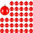 BBTO 36 Pcs Bright Christmas Ball Ornaments 2.4 Inch Plastic Hanging Shiny Balls Christmas Tree Decor for Home Xmas Party(Red)