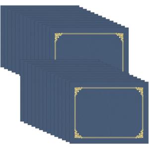 HAUTOCO 30 Pack Certificate Holders, Navy Blue Diploma Holders, Document Award Covers Certificate Folders with Gold Foil Border for 8.5x11 Letter Size