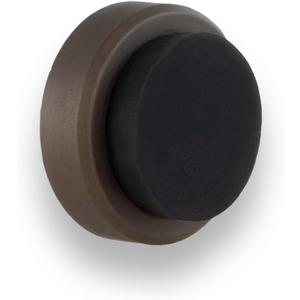 EVI Door Stoppers | Solid Brass Wall Door Stop - Adhesive and Screw Fastering - Black Protector Rubber - 0.94 x 0.55 Inch Door Stop