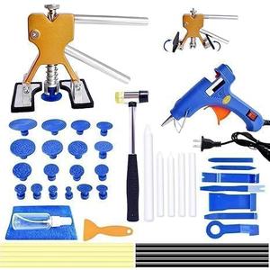 Car Dent Puller Kit,47PCS Paintless Dent Remover Kit with Golden Dent Puller, Bridge Puller & Glue Gun for Auto Body Dent Removal, Dent Pullers Kit for SUV Truck Car Refrigerator DIY Repair (Blue)