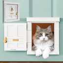 Beacon Hill Interior Cat Door White with Gold accents - Durable Indoor Cat Door for Tall Cats or Dogs, No Flaps, EASY DIY Pet Door, Spacious Large Kitty Door for Cats Up to 25 lbs, by Purrfect Portal