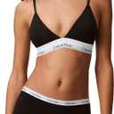Calvin Klein Women's Modern Cotton Lightly Lined Triangle Wireless Bralette (Medium, Black)
