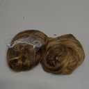 HOOJIH Messy Bun Hair Piece, 2PCS Tousled Updo with Tendrils Bun Extensions Wavy Curly Hair Wrap Ponytail Hairpieces Scrunchies for Women HB010 Dasiy - Medium Brown with Blonde Highlights