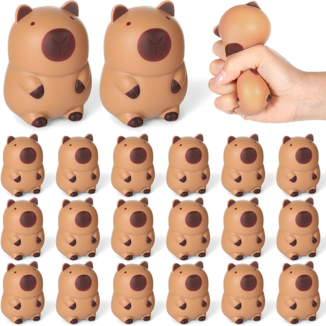 20 Pieces Capybara Squeeze - Capybara Party Favors Funny Stress Relief Balls Fidget Sensory for Office Gifts Adults Women Men Farm Animal Birthday Party Favors Goodie Bags Stuffers