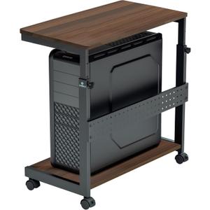 EUREKA ERGONOMIC PC Stand Computer Cart, Height Adjustable Tower Stand 2-Tier Suit for ATX Case Printer, Metal Rolling Cart on Wheels for Gaming Home Office, Walnut