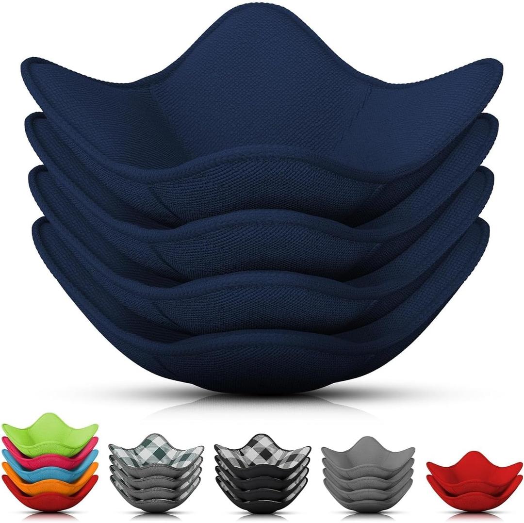 4 Pcs Microwave Bowl Cozy Holders  Deep Navy Blue Microwave Bowl Holders for Hot Food, Protect Hands from Hot Dishes  Soft & Heat-Resistant Fabric for Safe Heating & Convenient Use in the Kitchen