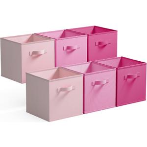 GRANNY SAYS Cube Storage Bins, 13x13 Cube Storage Organizer, Fabric Collapsible Storage Bins with Handle, Storage Cubes for Shelves, Closet, Pink Gradient, 6-Pack