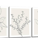 YFvrPt Neutral Botanical Line Wall Art Framed 16x24 In Set of 3 Minimalist Plant Canvas Pictures Black and White Boho Modern Farmhouse Artwork Abstract Painting Prints for Wall Decor Aesthetic