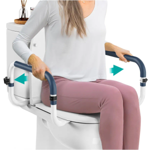 Toilet Safety Rails (250lb) - Adjustable Toilet Safety Rails, Toilet Bar for Elderly Adults, Toilets Rails for Seniors, Toilet Seat with Handles for Elderly & Disabled Toilet Grab Bar - 1 Pack