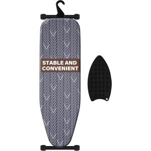 Ironing Board - Adjustable Height Iron Board, T-Leg Stability, Full Size Heat Resistant Cover Pad, Space-Saving Foldable Design for Home & Professional Use (Gray 43 X 13 Inches)