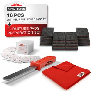 X-PROTECTOR Non Slip Furniture Pads - 24 Premium Furniture Grippers 2" and Furniture Pads Preparation Set