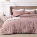Bedsure Full Comforter Set - Dusty Rose Soft Bedding for All Seasons, Cationic Dyed Bed Set, 3 Pieces, 1 Full Size Comforter (82"x86") and 2 Pillow Shams (20"x26"+2")