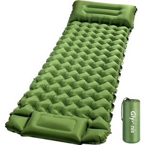 Glymnis Camping Mattress Camping Sleeping pad 3.54" Thick Built-in Foot Pump Inflatable Pad 1 Person Air Mattress for Backpacking Hiking Camping