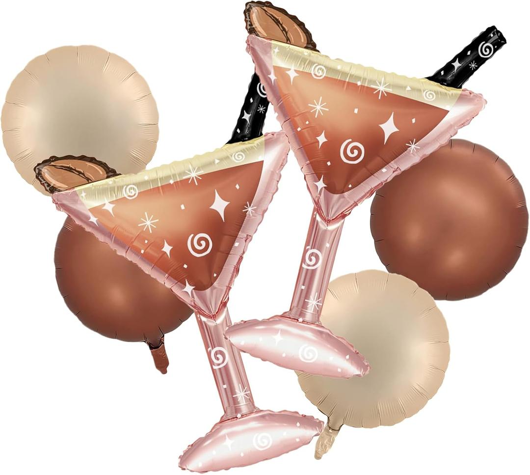 4 x Espresso Martini Balloons Cocktail Balloons Foil for Christmas Martini Party Espresso Martini Birthday Decorations Cocktail Theme Party Decorations Bachelorette Decor Margarita Baby Shower Decor
