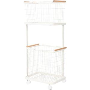 Laundry Cart, White | With Wheels, Home Laundry Baskets, Storage Hamper, Clothes Organizer, 11.4 x 15.7 x 37 inches