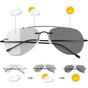 MIRYEA Photochromic Progressive Multifocus Reading Sunglasses Transition UV400 Sun Readers Blue Light Blocking Glasses (Black)