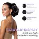 Black Ponytail Extension,9" Short Curly Wavy Claw Clip Pony tails Hair Extensions Natural Soft Synthetic Hairpiece for Women