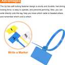 MECCANIXITY 250pcs Marker Cable Zip Ties, 8 Inch Self-Locking Nylon Labels Zip Tie Wraps, Wire Tags Ties Straps for Indoor and Outdoor, 1/8",Blue