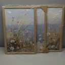 Coastal Wildflower Wall Art Beach Floral Canvas Wall Decor Vintage Coastal Landscape Pictures Ocean Flower Poster Summer Prints Seascape Painting for Living Room Bedroom 16x24 Inch Wood Framed 3Pcs