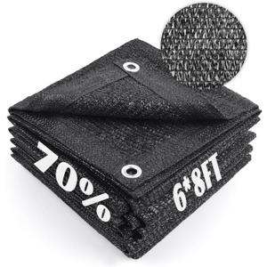 Cool Area 70% Sun Shade Cloth Mesh Tarp with Grommets for Plant Cover 6x8ft Patio Canopy Garden Pergola Greenhouse Car Barn Kennel Black (6FTx8FT)