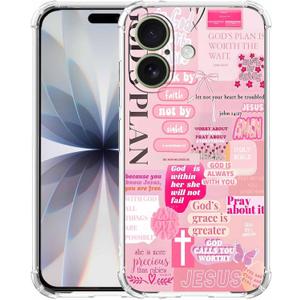 Christian Quotes Aesthetic Vintage Jesus Bible Verse Collage Pattern,Soft TPU Bumper Case for iPhone 17,#5