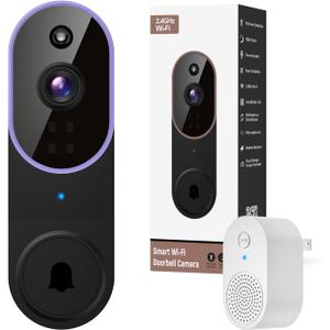 Orbitell Wireless Wi-Fi Video Doorbell Camera with Two Way Audio, AI Motion Detection, Night Vision and Cloud Storage (Purple)