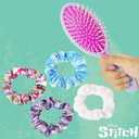 4 x LUV HER Lilo & Stitch Hair Accessory 5 Pcs Set - 1 Regular 9 inch Stitch Hairbrush & 4 Scrunchies - Detangling Brush - Elastic Hair Ties Ropes for Girls, Ages 3+