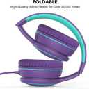 RORSOU R10 Over-Ear Headphones with Microphone, Lightweight Folding Stereo Bass Headset with 1.5M No-Tangle Cord, Portable Wired Headphones for Smartphone Tablet Computer MP3 / 4 (Purple)