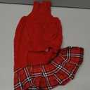 WOYYHO Girl Dog Sweater Dress with Bowtie Turtleneck Small Dogs Sweater with Leash Hole, Knitted Small Dog Sweaters Dress Puppy Winter Clothes for Yorkies Chihuahua (Medium, Red) (Medium (9-15 Lbs))