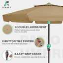 JEAREY 9' 2-Tiers Patio Umbrellas Outdoor Market Table Umbrella w/Push Button Tilt/Crank, 8 Sturdy Ribs, UV Protection Waterproof Sunproof(Sand)