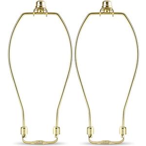 GO&SO Gold Lamp Harp 8 inch, Set of 2 Light Duty Lamp Shade Adapter with Harp and Finial for Lamp,DIY Detachable Lamp Shade Holder Replacement,for Table and Floor Lamps Accessories Parts