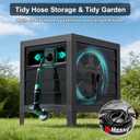 Metal Garden Hose Reel Box, Heavy Duty 150Ft 5/8" Large Capacity Hose Storage Deck Box with Hose Guide, 6Ft Leader Hose, Leak-Proof Aluminum Water Connection, Manual Crank Handle (Dark Brown)