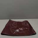 WDIRARA Women's PU Leather Skirt Zipper Low Rise A Line Mini Skirt (Medium, Coffee Brown)