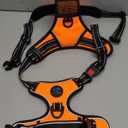 PHOEPET No Pull Dog Harness Medium Reflective Front Clip Vest with Handle,Adjustable 2 Metal Rings 3 Buckles,[Easy to Put on & Take Off](M, Orange)