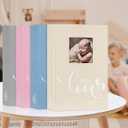 Lanpn Baby Photo Album 4x6 300 Pockets, Linen Hardcover Newborn Memory Book with Memo Writing Area, Bebe Photobook, Slip-in Picture Book, Ultrasound Album Keepsake Gifts for Girl Baby Shower Gray