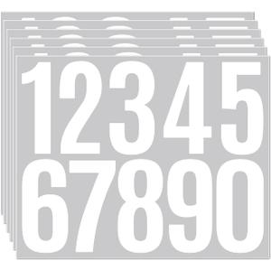 6 Sheets Mailbox Numbers Stickers, 3 inch Self Adhesive Vinyl Waterproof Letter Stickers, LGZJBN Large Decals House numbers for Signs Cars Doors Business Address number, Classroom Decor, Door（white）