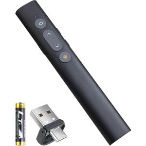 Presentation Clicker Presentation Remotes, Type C/USB A 2 in 1 Pointer, Remote PowerPoint Clicker,USB/Type-C for Computer Slide Advancer, Volume Control/Hyperlink/Switch Windows(Battery Included)