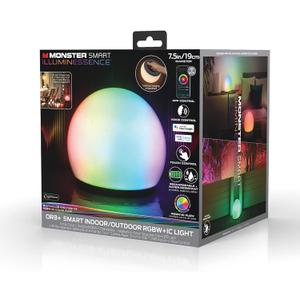 Monster LED 7-inch Orb Color Flow Smart Portable LED Light Ball, Indoor/Outdoor Use, Mobile App Control Compatible with Alexa, Siri and Google Assistant