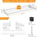 Wallmaster 2-Pack 15x45 Heavy Duty Garage Wall Shelving 45-inch-by-15-inch Wall Mount Garage Storage Rack Floating Shelves Max Load 400lb White, 15D x 45W x 5.5H in