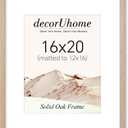 decorUhome Solid Oak Wood 16x20 Picture Frame, Display Pictures 11x14 with Mat or 16x20 without Mat, Wall Hanging Poster Frame, Natural, 1 Pack
