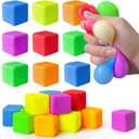 42 Pack Stress Cube,Stretchy Fidget Toys for Anxiety Relief,Pull Stretch Fidgets for Valentines Classroom Prize Box Toys,Teacher Reward for Student,Squishy Sensory Toys, Includes Storage case