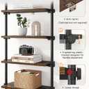 ALLZONE Adjustable Tall Narrow Bookshelf, 5-Tier Floor-to-Ceiling Tension Mount Ladder Book Shelf with Storage for Versatile Uses, Fits 92-116 Inch Ceilings, 27.84-Inch Wide Wood Shelves, Rustic Brown