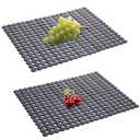 Qulable 2Pack Kitchen Sink Mat for Stainless Steel/Ceramic Sinks, PVC Eco-friendly Protectors for Bottom of Kitchen Sink, Adjustable, Fast Draining, Dots Design, 11.8x15.7 (Solid Gray)