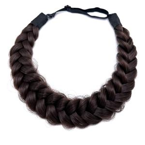 TOECWEGR Synthetic Hair Braided Headband Classic Wide Strands Wedding Disorderly Fluffy Braids Wig Band Women Beauty Accessory ((A4JUT))