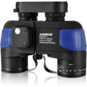 AOMEKIE 7X50 Marine Waterproof Binoculars for Adults with Illuminated Rangefinder Compass BAK4 IPX7 for Boating Military Navigation Hunting Fishing Water Sports (7X50 Army Blue) AOMEKIE 7X50 Marine Waterproof Binoculars for Adults with Illuminated Rangefinder Compass BAK4 IPX7 for Boating Military Navigation Hunting Fishing Water Sports (7X50 Army Blue)