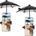 OUTXE Strong Clip Phone Umbrella for Sun, Mini Tanning Shade Cover for Cell iPhone/Android (Black) (2-Pack)