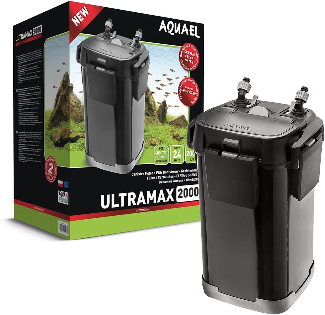 Aquael Ultramax 2000 Canister Fish Tank Filter - Aquarium Sponge Filter System - Large Aquarium Water Filter Pump 100-185 Gallons